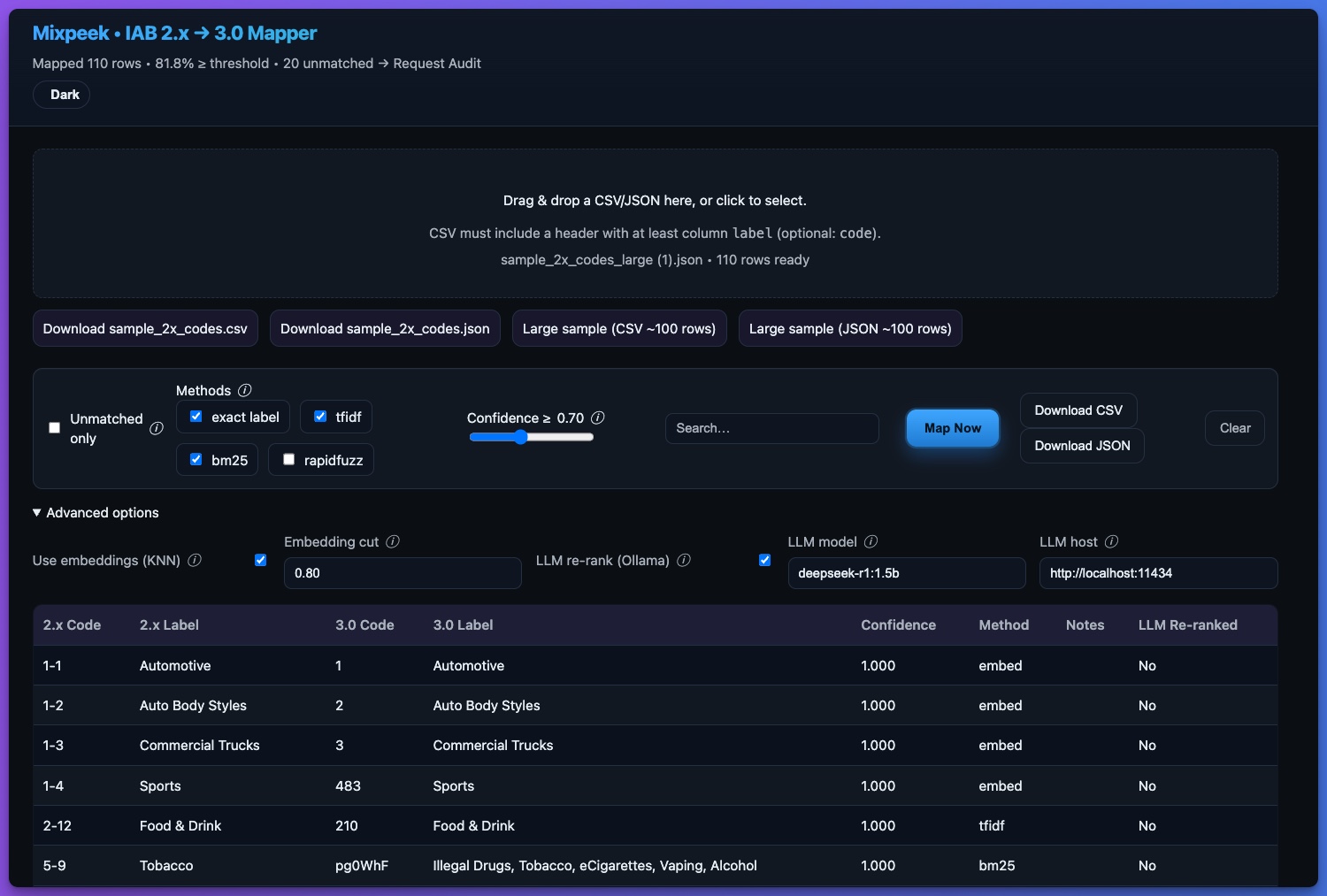 IAB Taxonomy Mapper UI